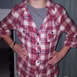 Red plaid flannel shirt